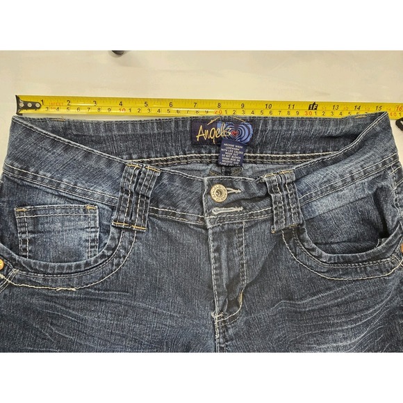 Angel Jeans Womens Midrise Blue Denim S13 Embroidered Back Pockets - Picture 4 of 10